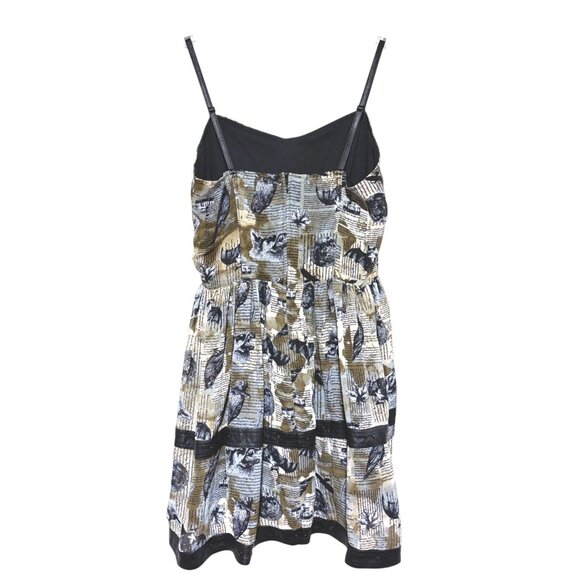Spin Doctors Mini Dress M Luna Print Studded Owls Bats Birds Wolves Goth Witch - Picture 4 of 10